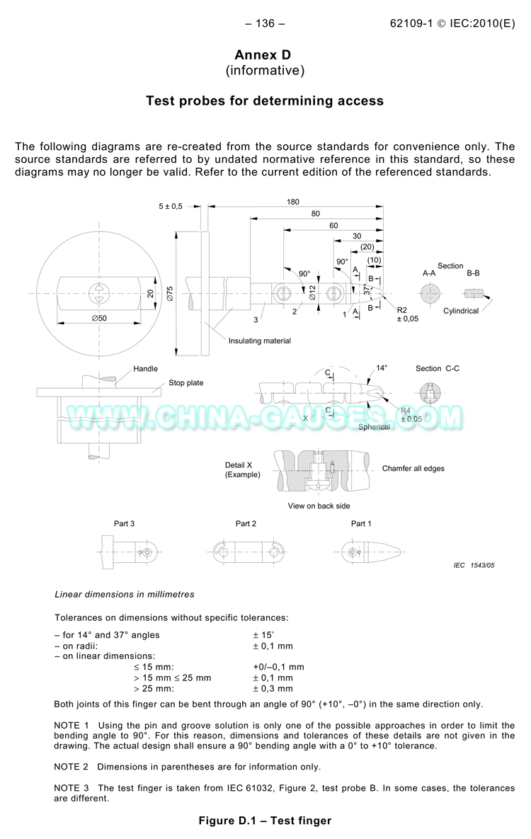 IEC 62109-1 Figure D.1 Test Finger